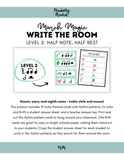March Magic | Write the Room | Level 2 | St. Patricks Day Rhythm Activity DIGITAL DOWNLOAD