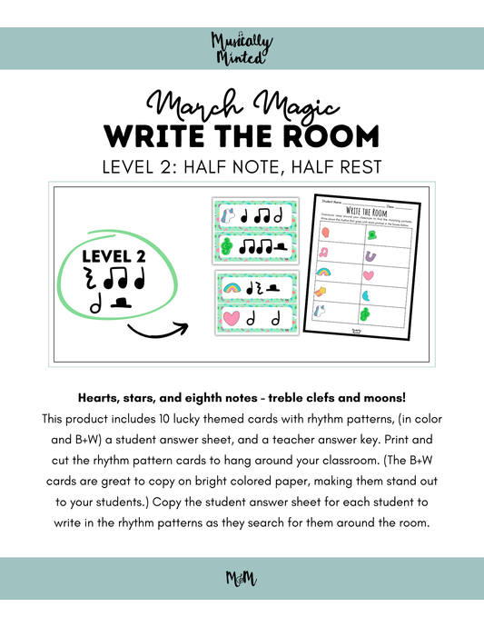 March Magic | Write the Room | Level 2 | St. Patricks Day Rhythm Activity DIGITAL DOWNLOAD