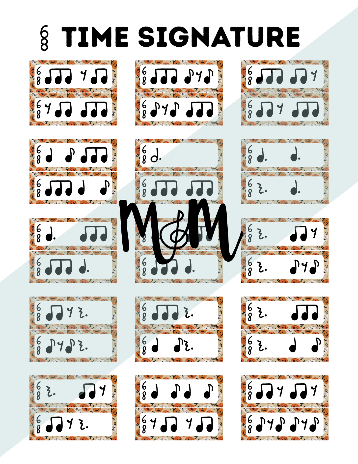 Halloween: Mark the Grave | Time Signature | Printable Rhythm Cards and Worksheet DIGITAL DOWNLOAD