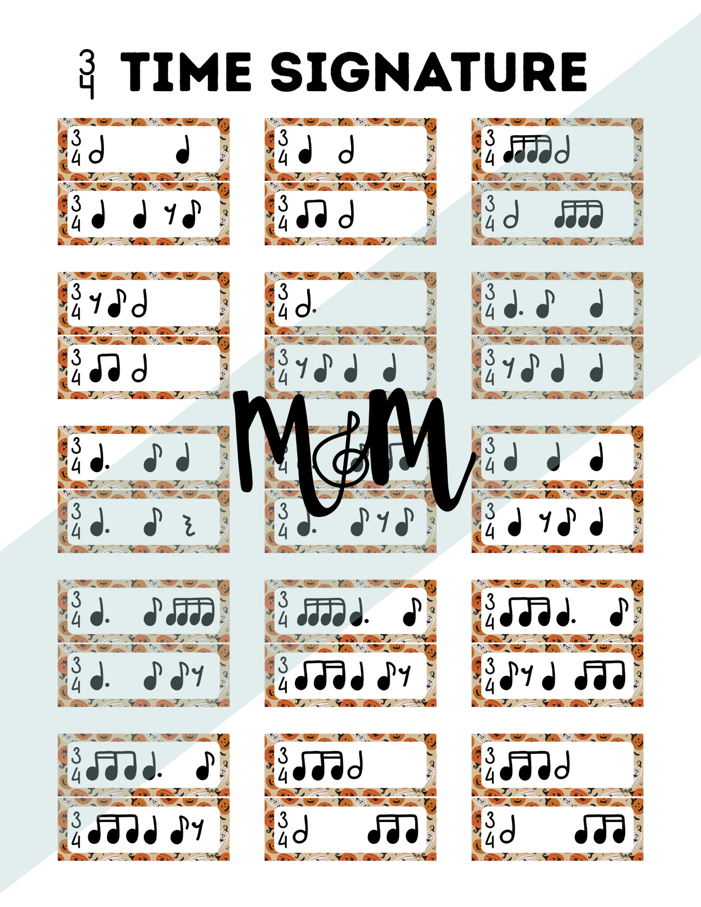 Halloween: Mark the Grave | Time Signature | Printable Rhythm Cards and Worksheet DIGITAL DOWNLOAD