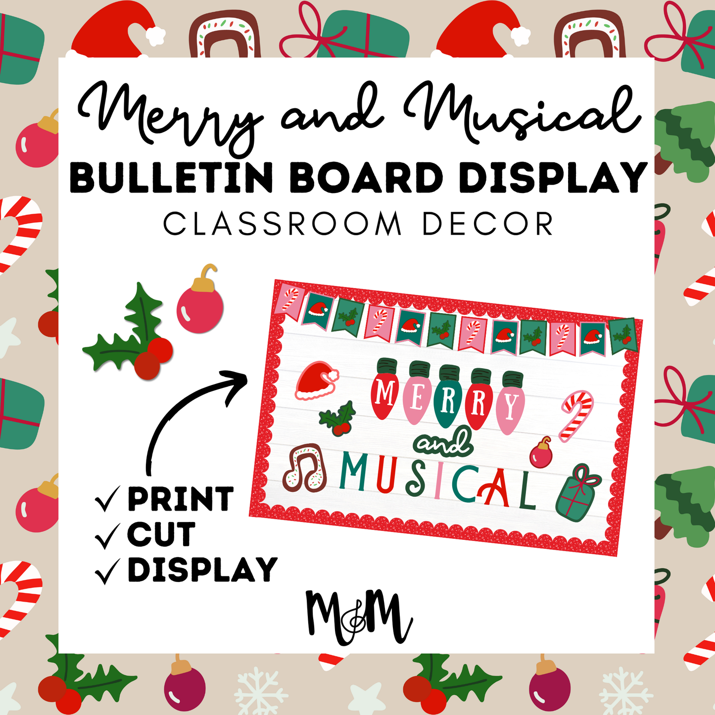 Merry and Musical | Holiday Display | Holiday Bulletin Board Set DIGITAL DOWNLOAD