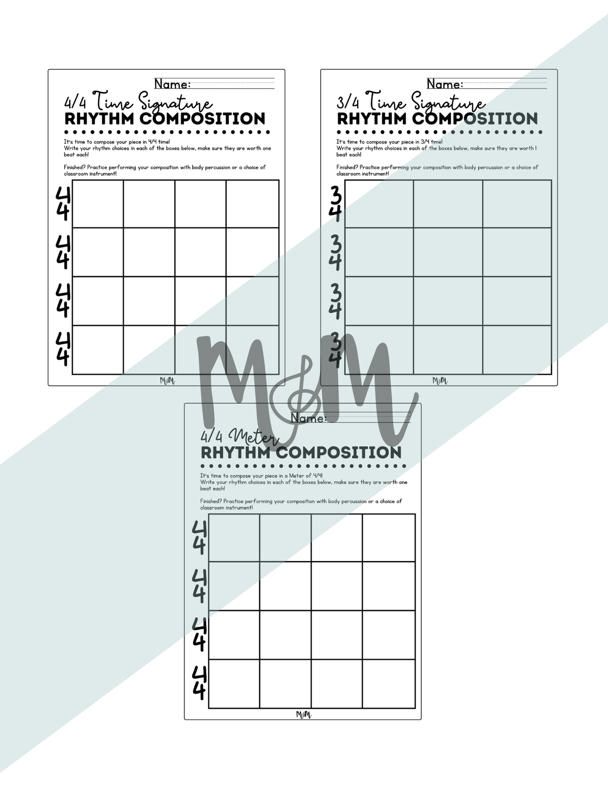 Musically Minted: Meter & Time Signature Rhythm Composition Worksheet DIGITAL DOWNLOAD