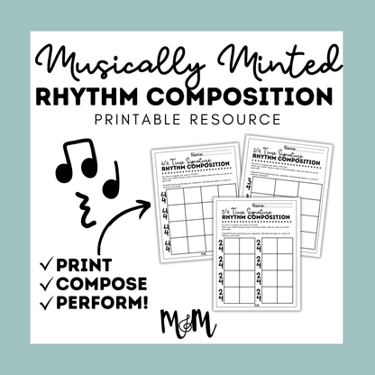 Musically Minted: Meter & Time Signature Rhythm Composition Worksheet DIGITAL DOWNLOAD