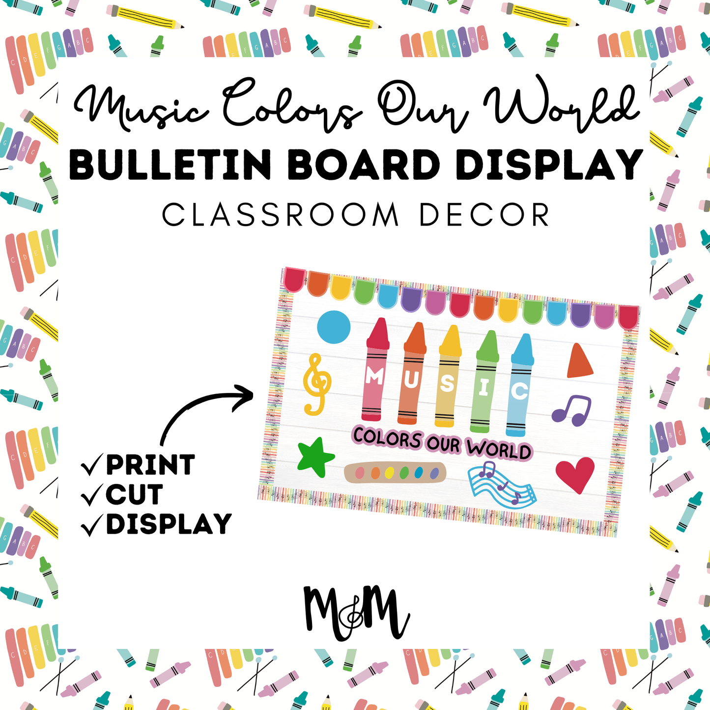Music Colors Our World | Music Bulletin Board | Classroom Decor Set DIGITAL DOWNLOAD