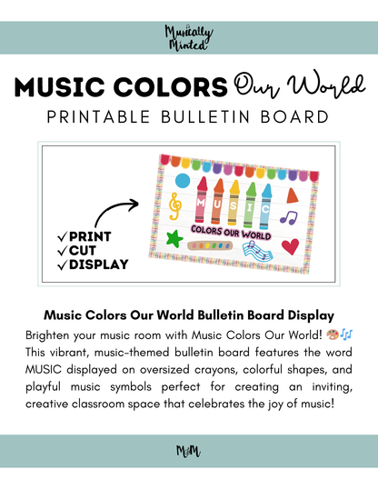 Music Colors Our World | Music Bulletin Board | Classroom Decor Set DIGITAL DOWNLOAD