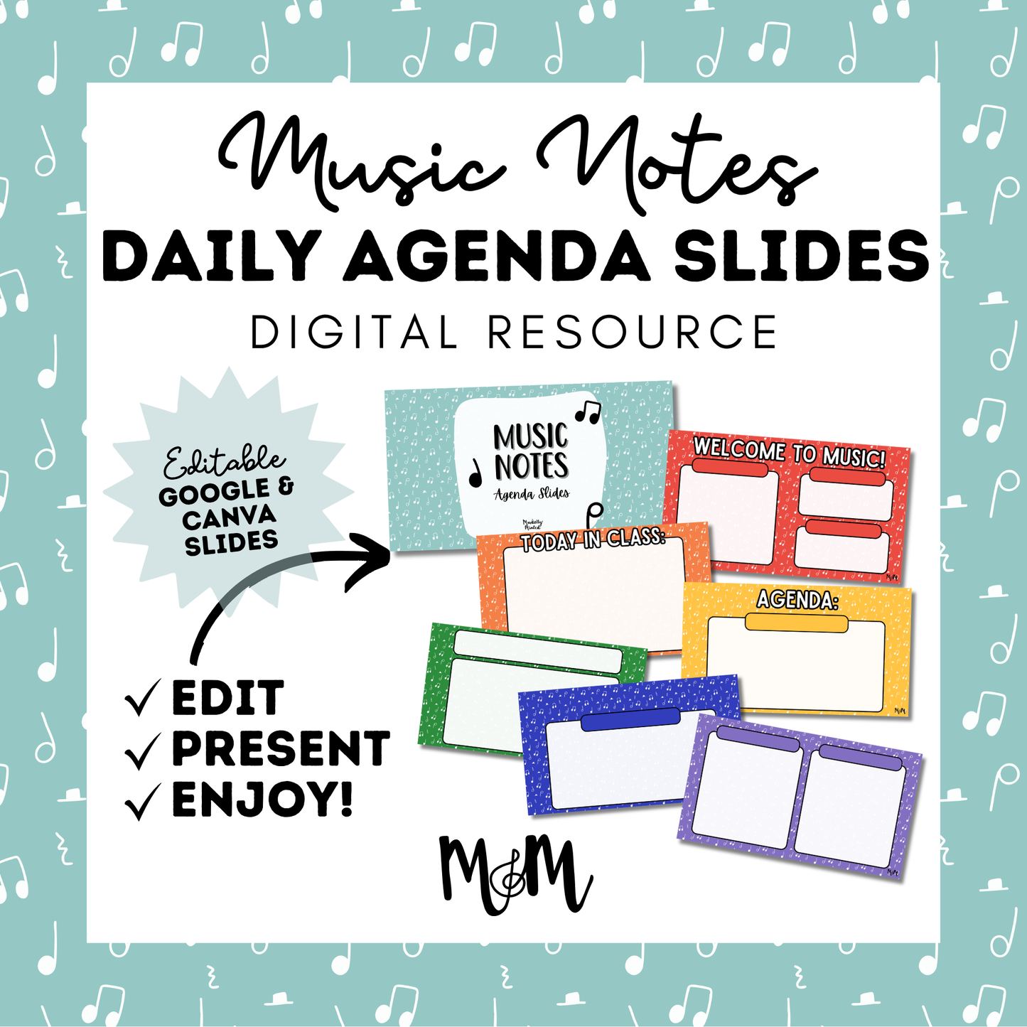 Music Notes: Daily Agenda Slides | Music Classroom Digital Resource