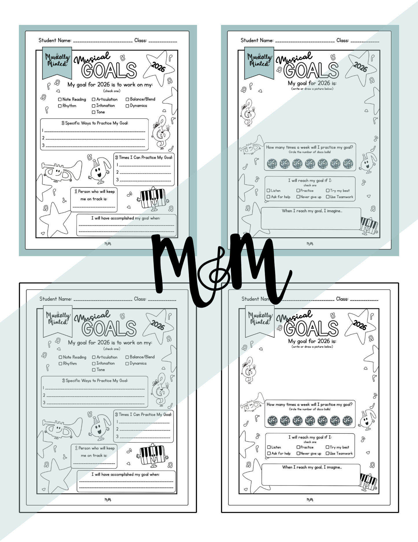 New Year 2026 | Musical Goals | Music Class Printable Worksheet DIGITAL DOWNLOAD
