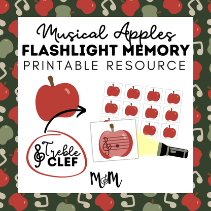Musical Apples Flashlight Memory Game | Treble Clef | Fall Music Activity DIGITAL DOWNLOAD