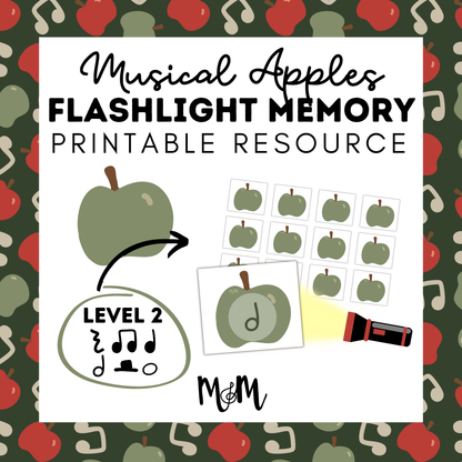 Musical Apples Flashlight Memory Game | Rhythm Level 2 | Fall Music Activity DIGITAL DOWNLOAD