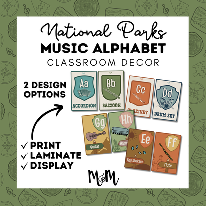 National Parks: Music Alphabet | Music Classroom Decor