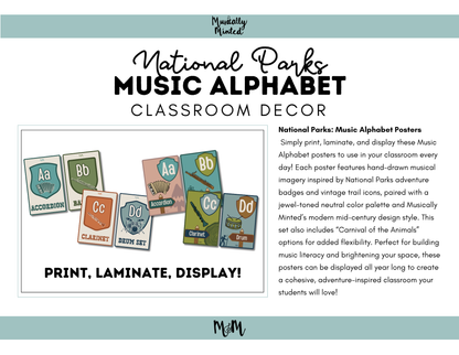 National Parks: Music Alphabet | Music Classroom Decor