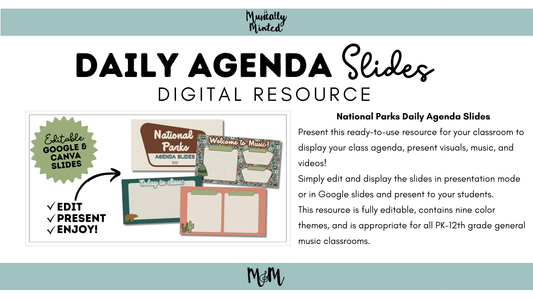 National Parks: Daily Agenda Slides | Music Classroom Digital Resource