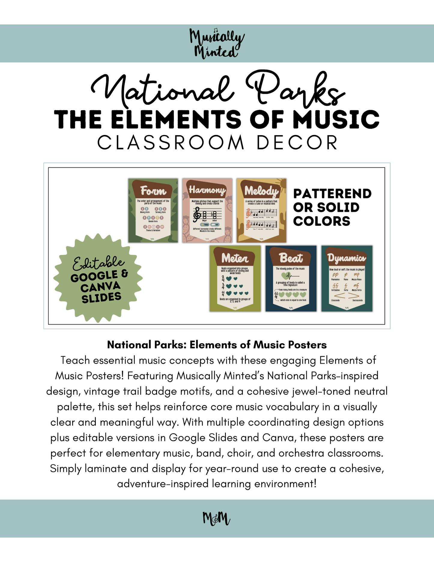 National Parks: Elements of Music Posters | Printable Music Classroom Decor