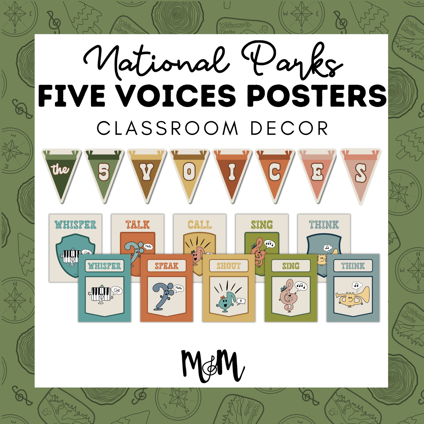 National Parks: Five Voices Posters | Music Classroom Decor