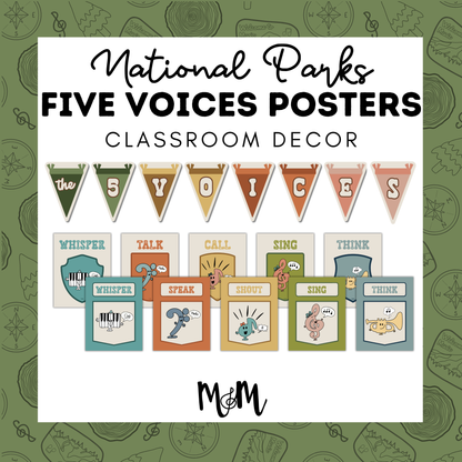 National Parks: Five Voices Posters | Music Classroom Decor