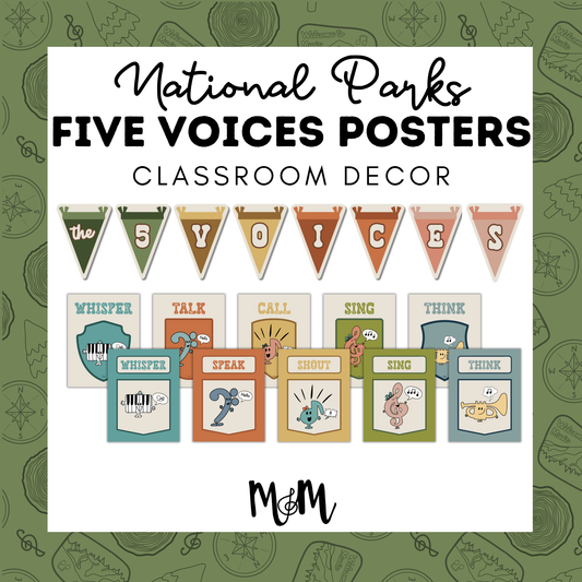 National Parks: Five Voices Posters | Music Classroom Decor