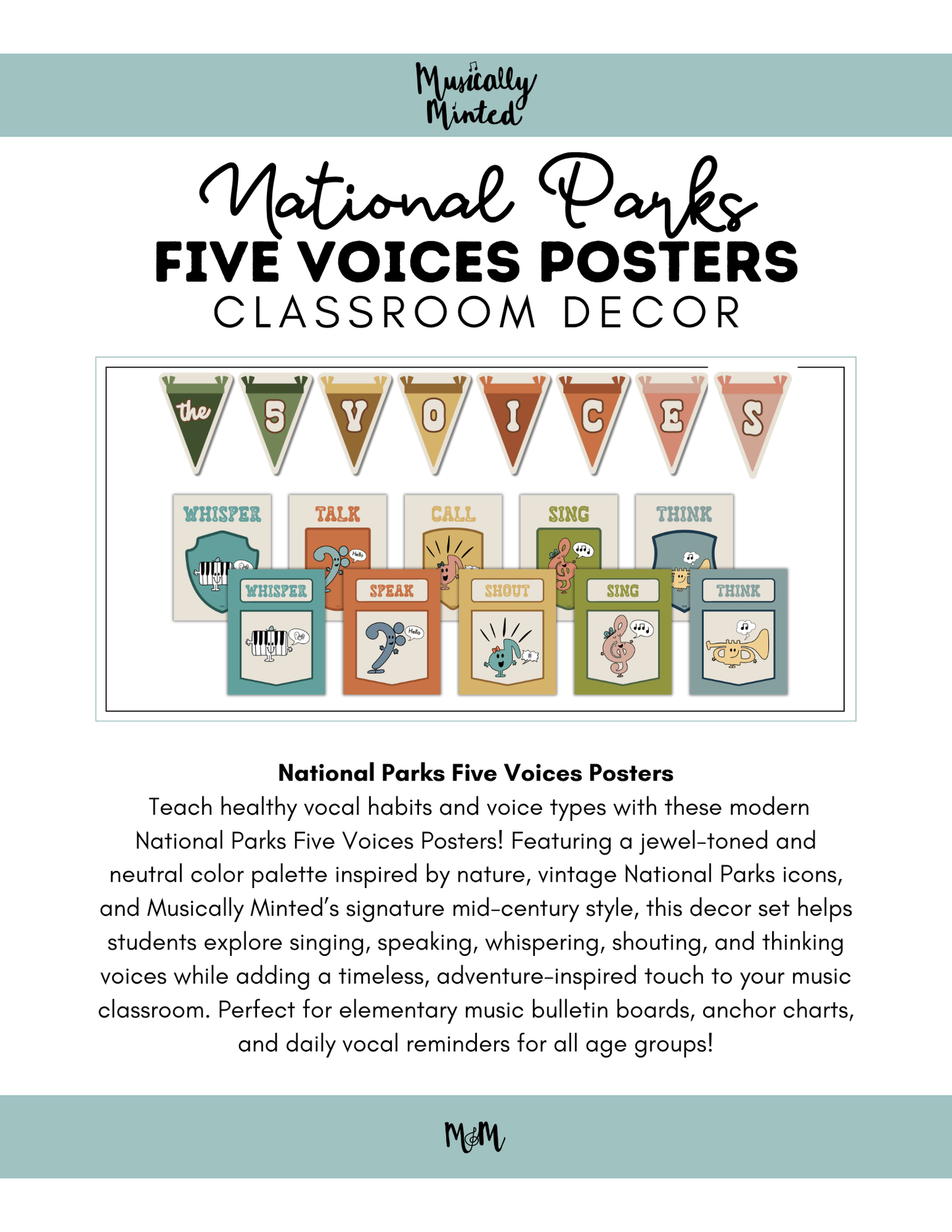 National Parks: Five Voices Posters | Music Classroom Decor