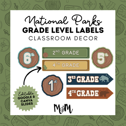 National Parks: Grade Level Labels | Music Classroom Decor