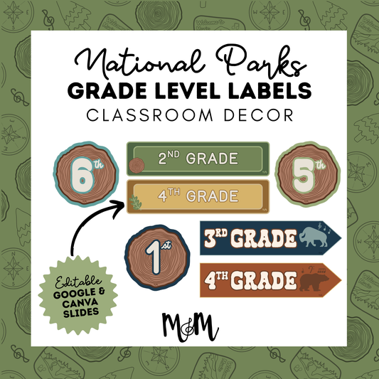National Parks: Grade Level Labels | Music Classroom Decor