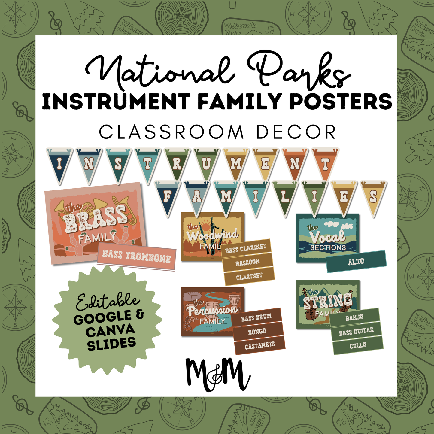 National Parks: Instrument Families Posters | Music Classroom Decor