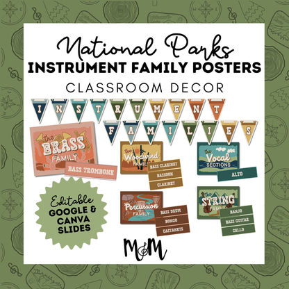 National Parks: Instrument Families Posters | Music Classroom Decor