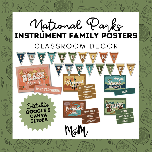 National Parks: Instrument Families Posters | Music Classroom Decor
