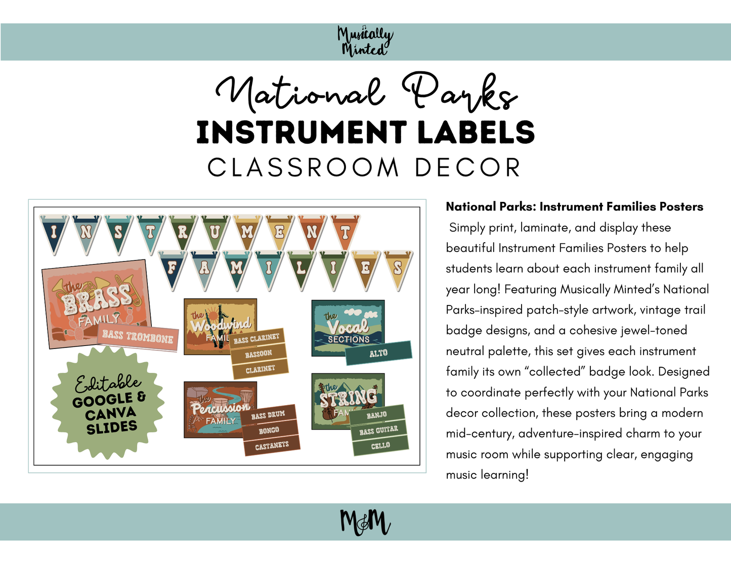 National Parks: Instrument Families Posters | Music Classroom Decor