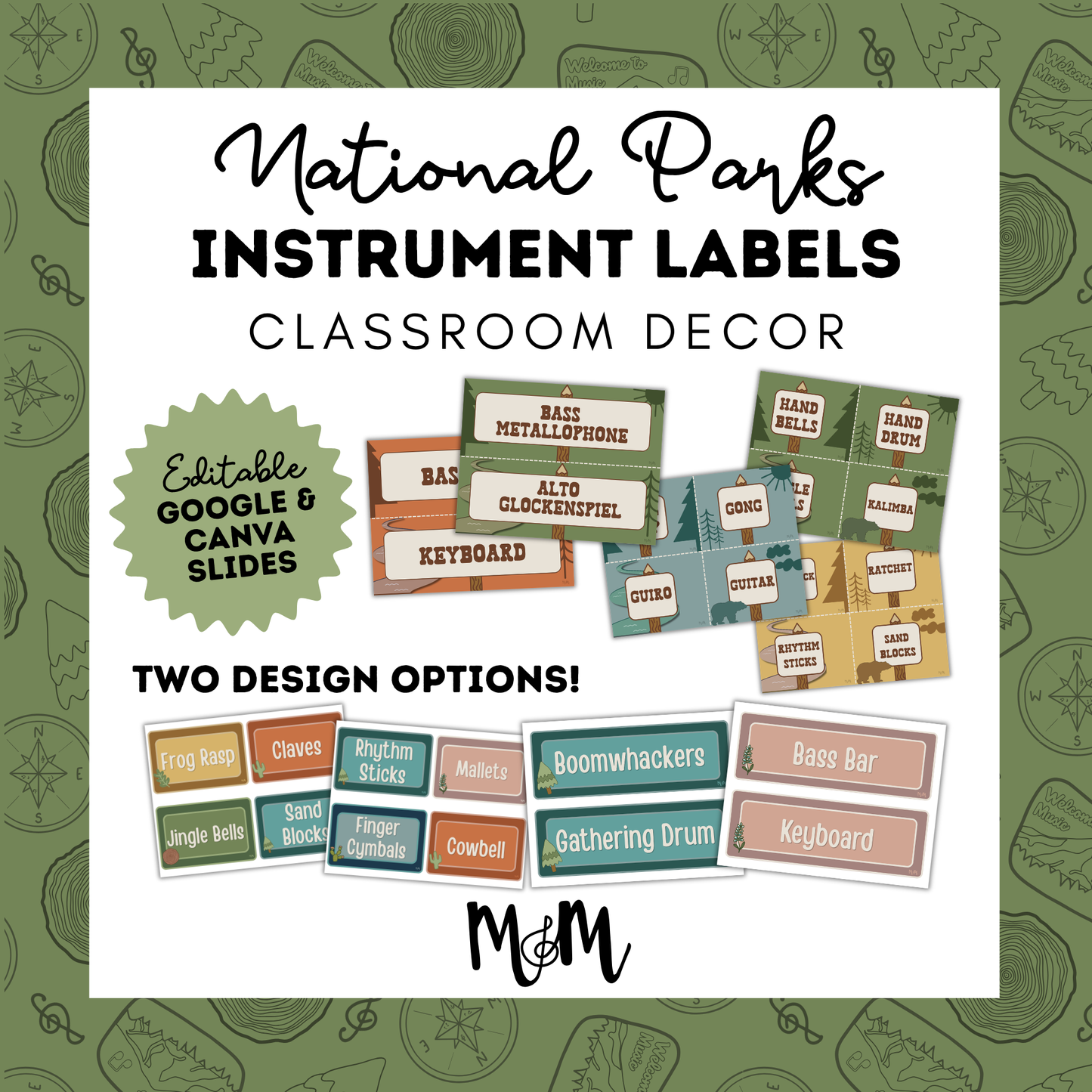 National Parks: Instrument Labels | Music Classroom Decor