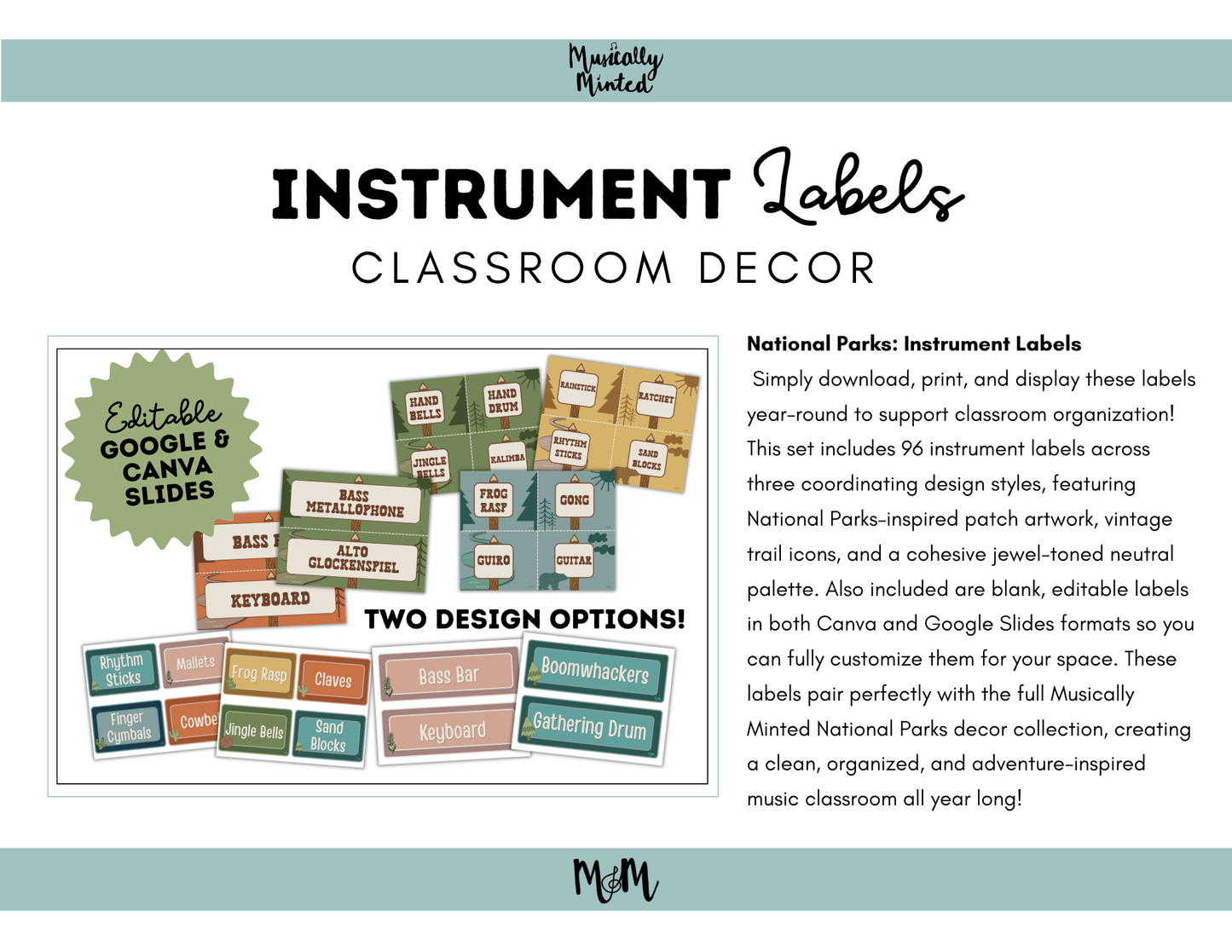 National Parks: Instrument Labels | Music Classroom Decor