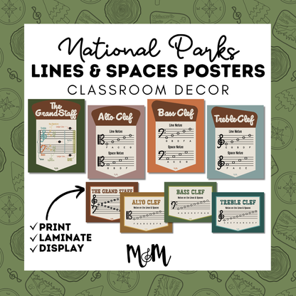 National Parks: Lines & Spaces Posters | Music Classroom Decor