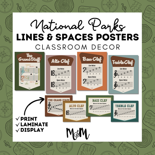 National Parks: Lines & Spaces Posters | Music Classroom Decor