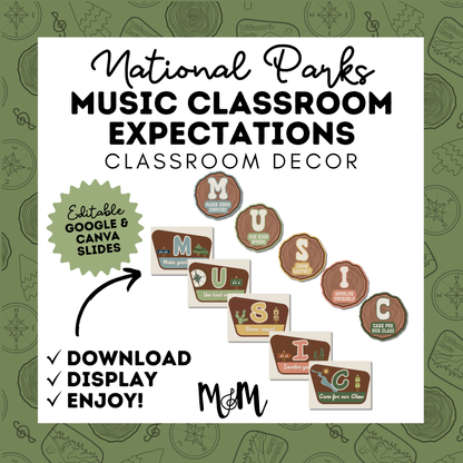 National Parks: Music Classroom Expectations Posters | Printable Decor