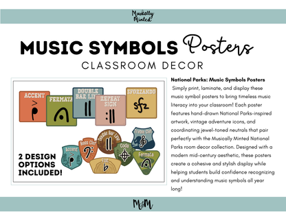 National Parks: Music Symbol Posters | Music Classroom Decor