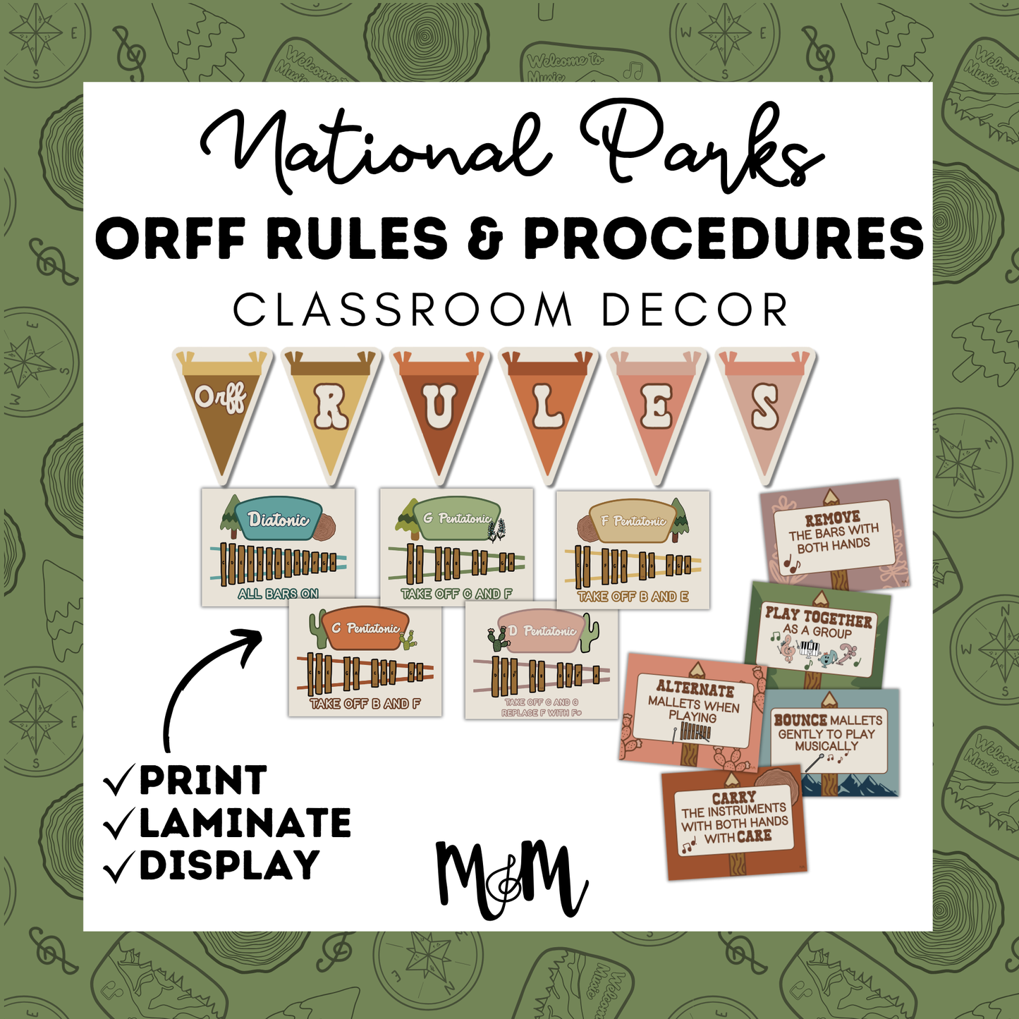 National Parks: Orff Rules & Expectations Posters | Music Room Decor