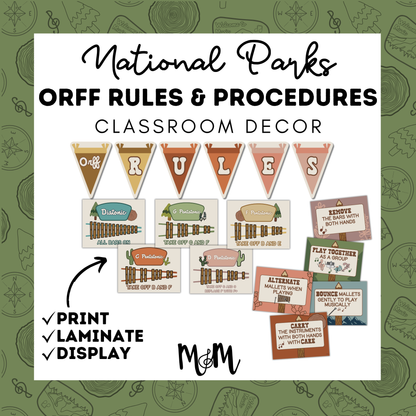 National Parks: Orff Rules & Expectations Posters | Music Room Decor