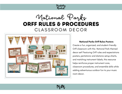 National Parks: Orff Rules & Expectations Posters | Music Room Decor