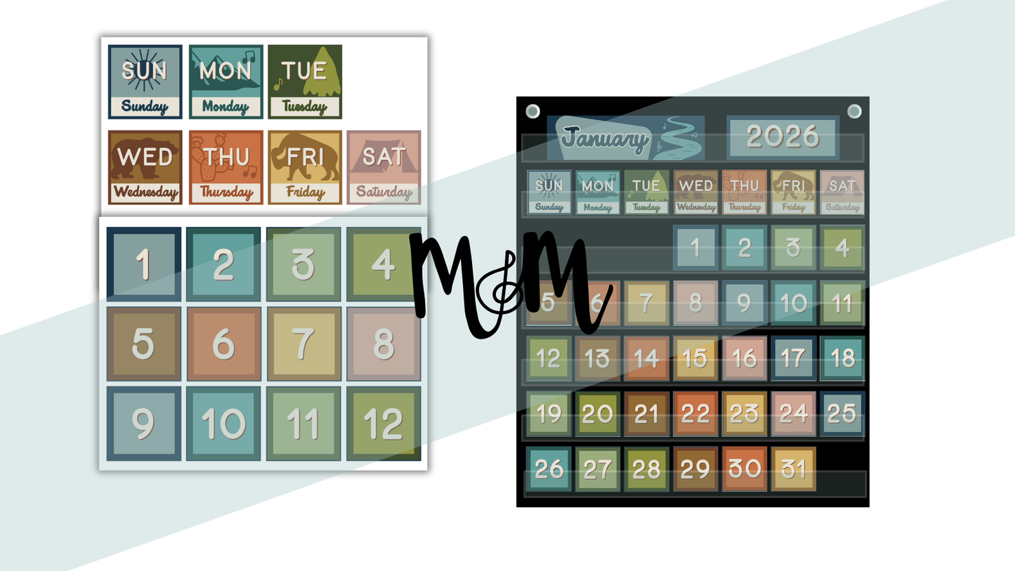 National Parks: Pocket Chart Calendar | Music Classroom Decor