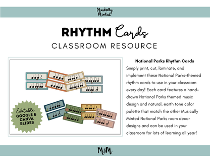 National Parks: Rhythm Cards | Music Classroom Decor