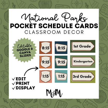 National Parks: Pocket Chart Schedule Cards | Music Classroom Decor