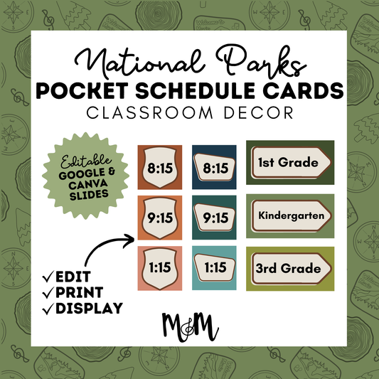 National Parks: Pocket Chart Schedule Cards | Music Classroom Decor