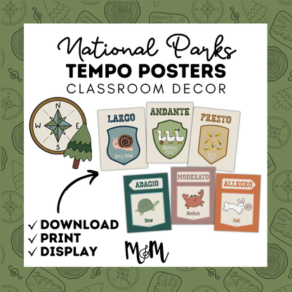 National Parks: Tempo Posters | Music Classroom Decor