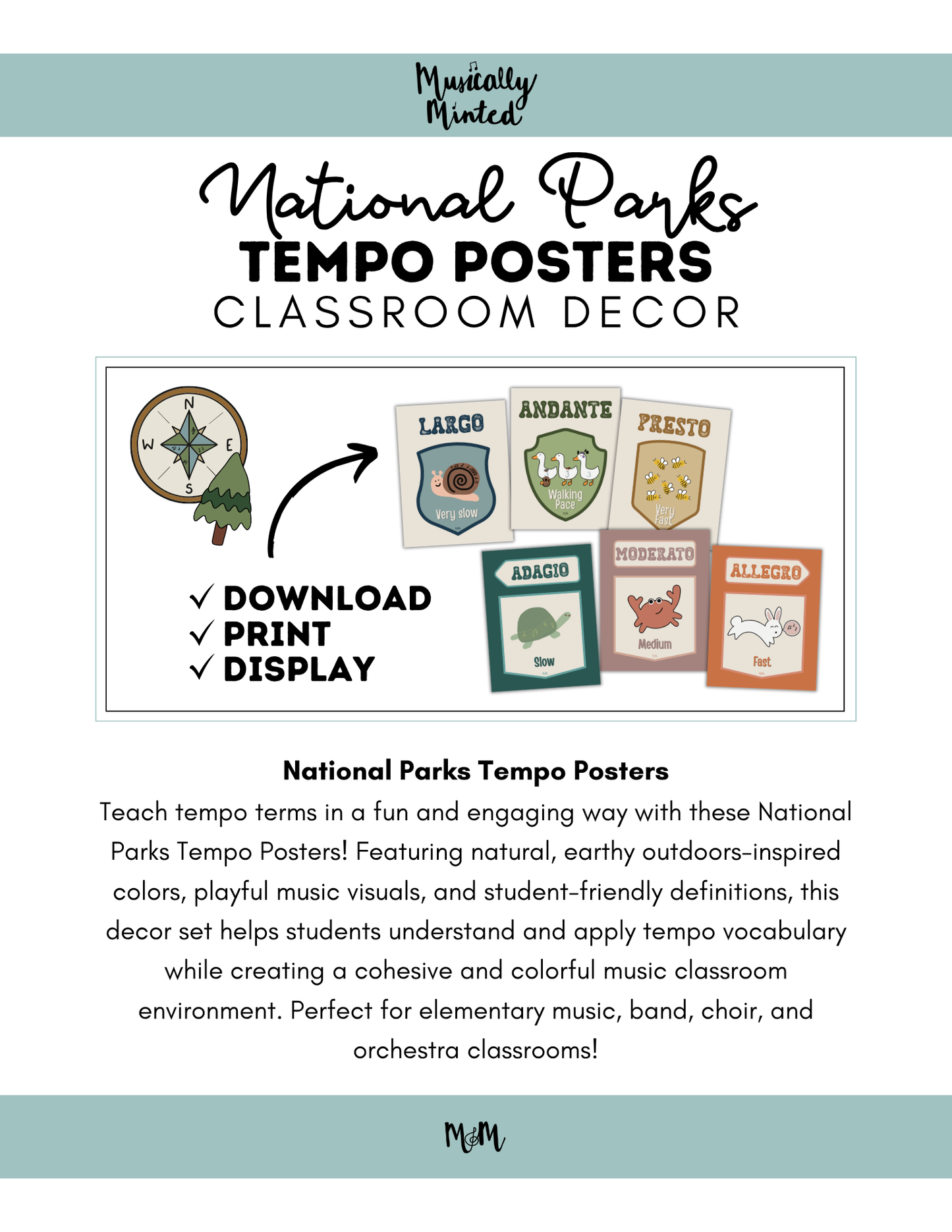 National Parks: Tempo Posters | Music Classroom Decor
