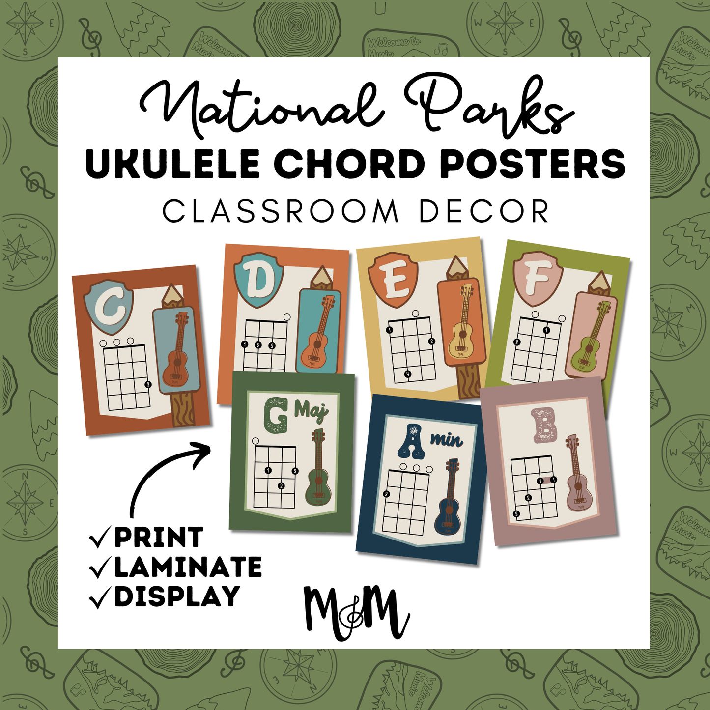 National Parks: Ukulele Chord Posters | Music Classroom Decor