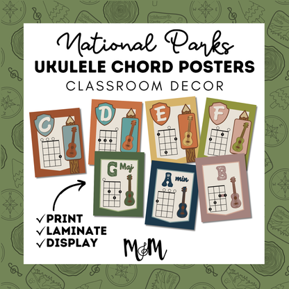 National Parks: Ukulele Chord Posters | Music Classroom Decor