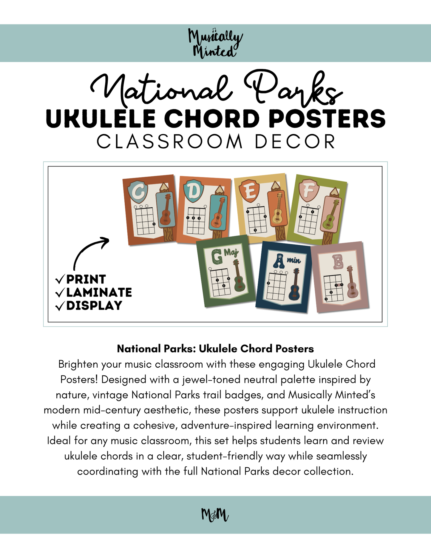 National Parks: Ukulele Chord Posters | Music Classroom Decor