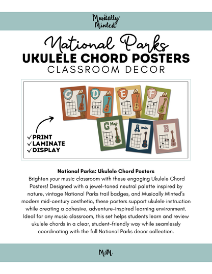 National Parks: Ukulele Chord Posters | Music Classroom Decor