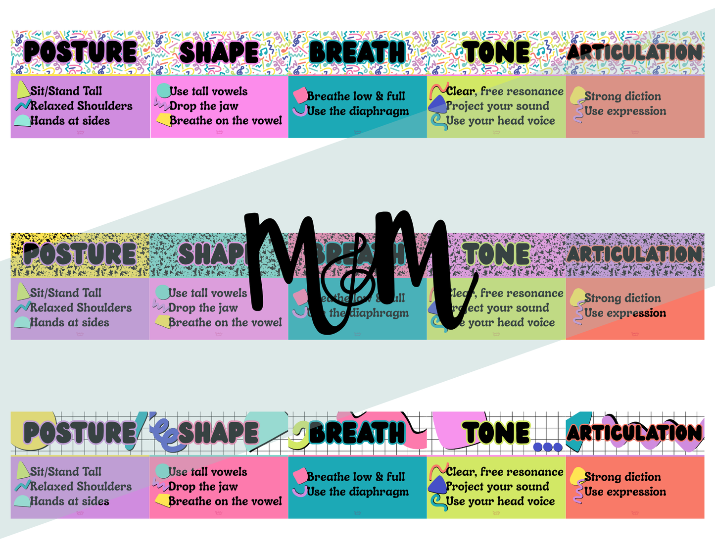 Retro Brights: Vocal Technique Posters | Music Classroom Decor