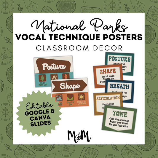 National Parks: Vocal Technique Posters | Music Classroom Decor