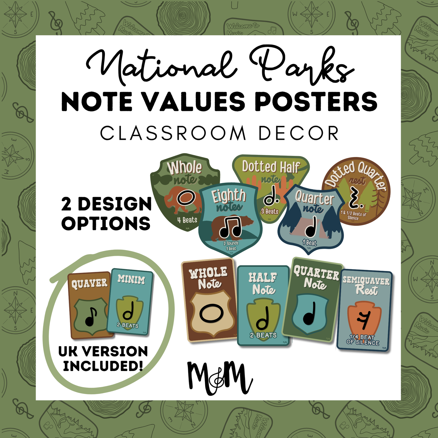 National Parks: Note Values Posters | Music Classroom Decor