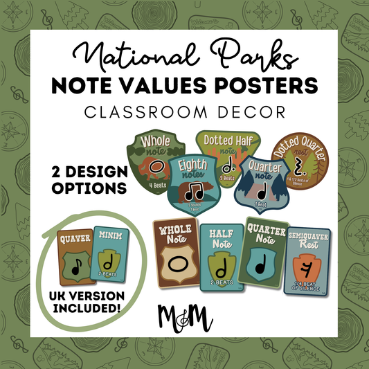 National Parks: Note Values Posters | Music Classroom Decor